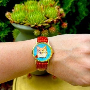Vintage Chihuahua Watch New Croc Leather Band